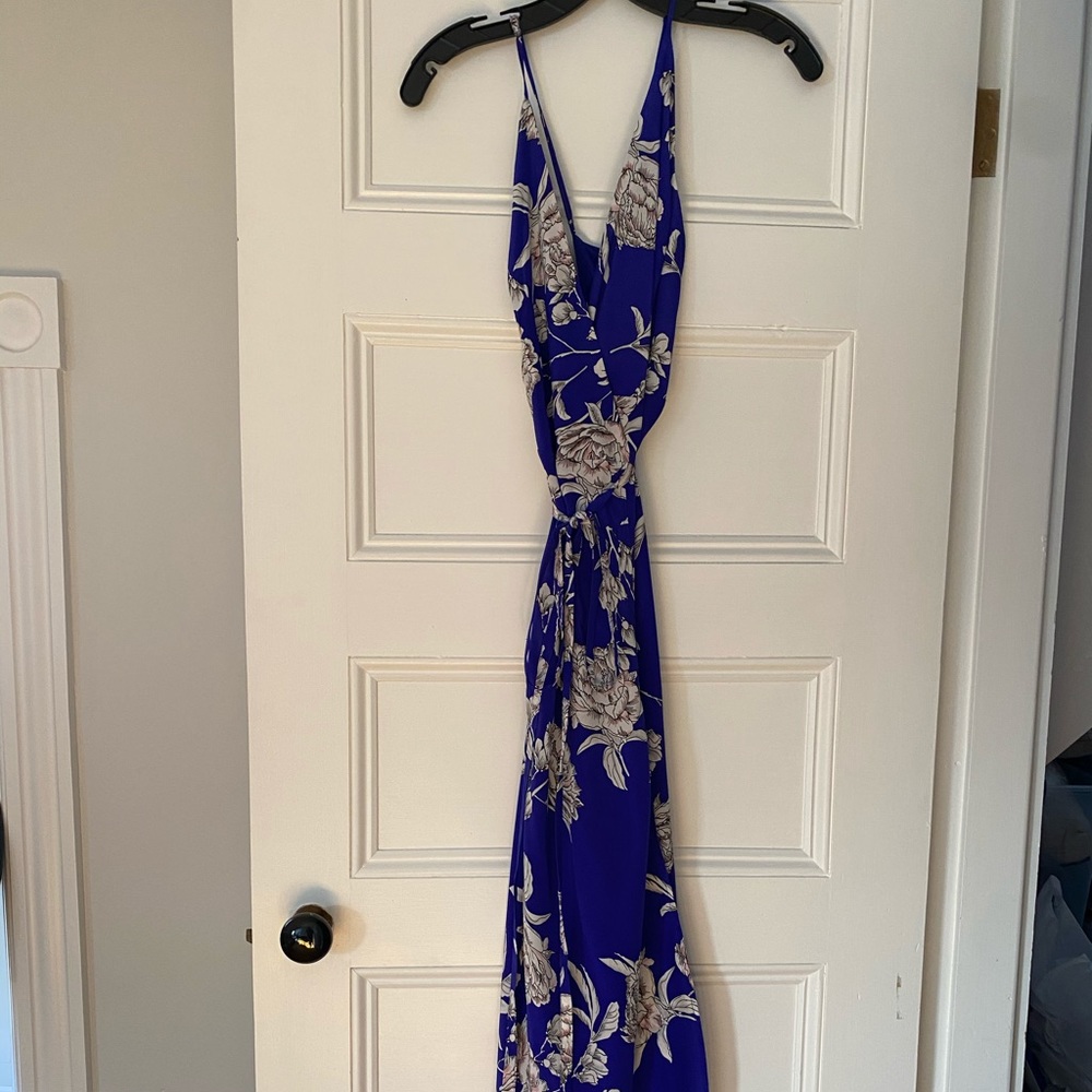Yumi Kim Silk Blue and White Floral Maxi Dress